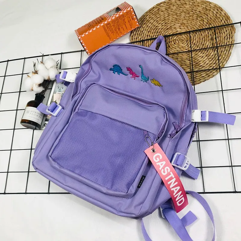 "HARAJUKU DINOSAUR EMBROIDERY" BACKPACK K081008