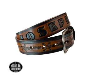 "Lil' Barbwire" Leather KIDS/CHILDRENS Name Belt