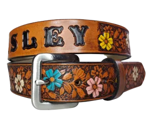 "Lil' Beulah" PAINTED Leather KIDS/CHILDRENS Name Belt