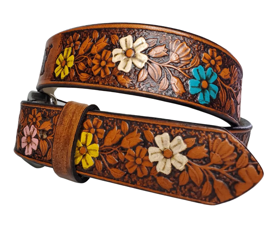 "Lil' Beulah" PAINTED Leather KIDS/CHILDRENS Name Belt