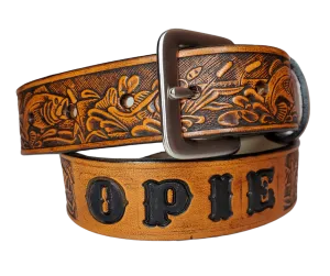"Lil' Fishin" Leather KIDS/CHILDRENS Name Belt