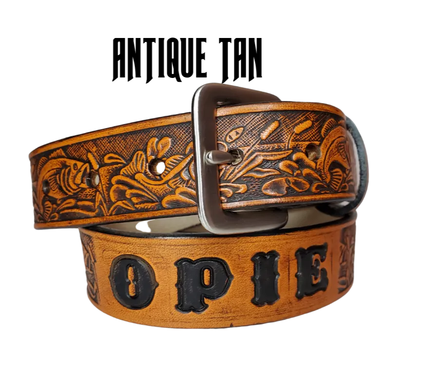 "Lil' Fishin" Leather KIDS/CHILDRENS Name Belt