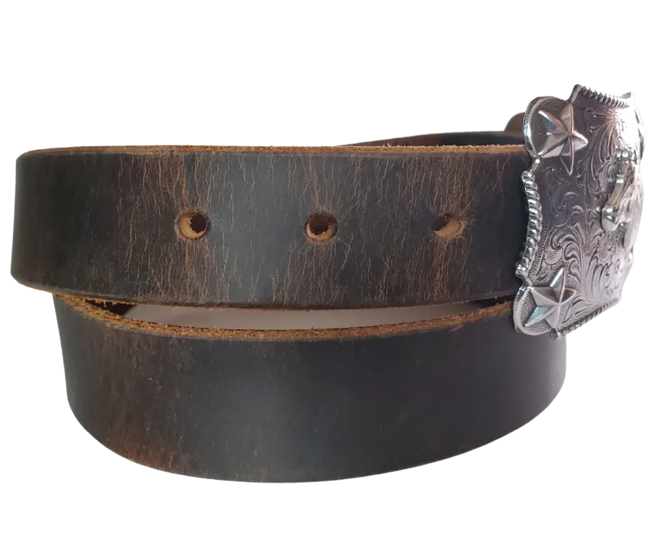 "Lil Longhorn" KIDS/CHILDRENS  Leather Belt/Buckle Combo