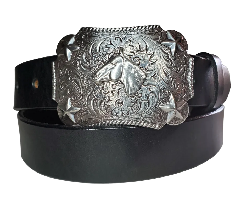 "Lil Longhorn" KIDS/CHILDRENS  Leather Belt/Buckle Combo