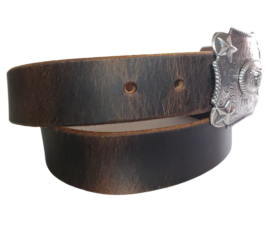 "Lil Longhorn" KIDS/CHILDRENS  Leather Belt/Buckle Combo