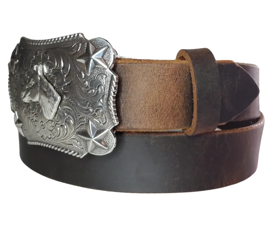 "Lil Longhorn" KIDS/CHILDRENS  Leather Belt/Buckle Combo