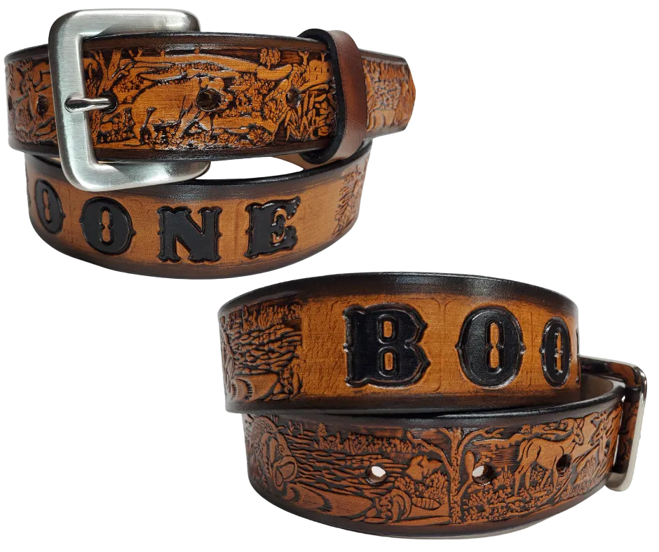 "Lil' Outdoorsmen" Leather KIDS/CHILDRENS Name Belt