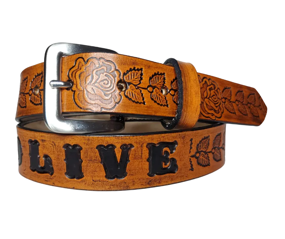 "Lil' Rose" Leather KIDS/CHILDRENS Name Belt