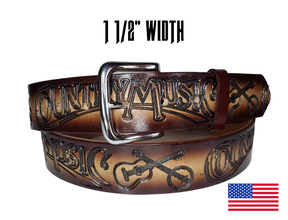 "The Broadway" Country Music Leather Belt