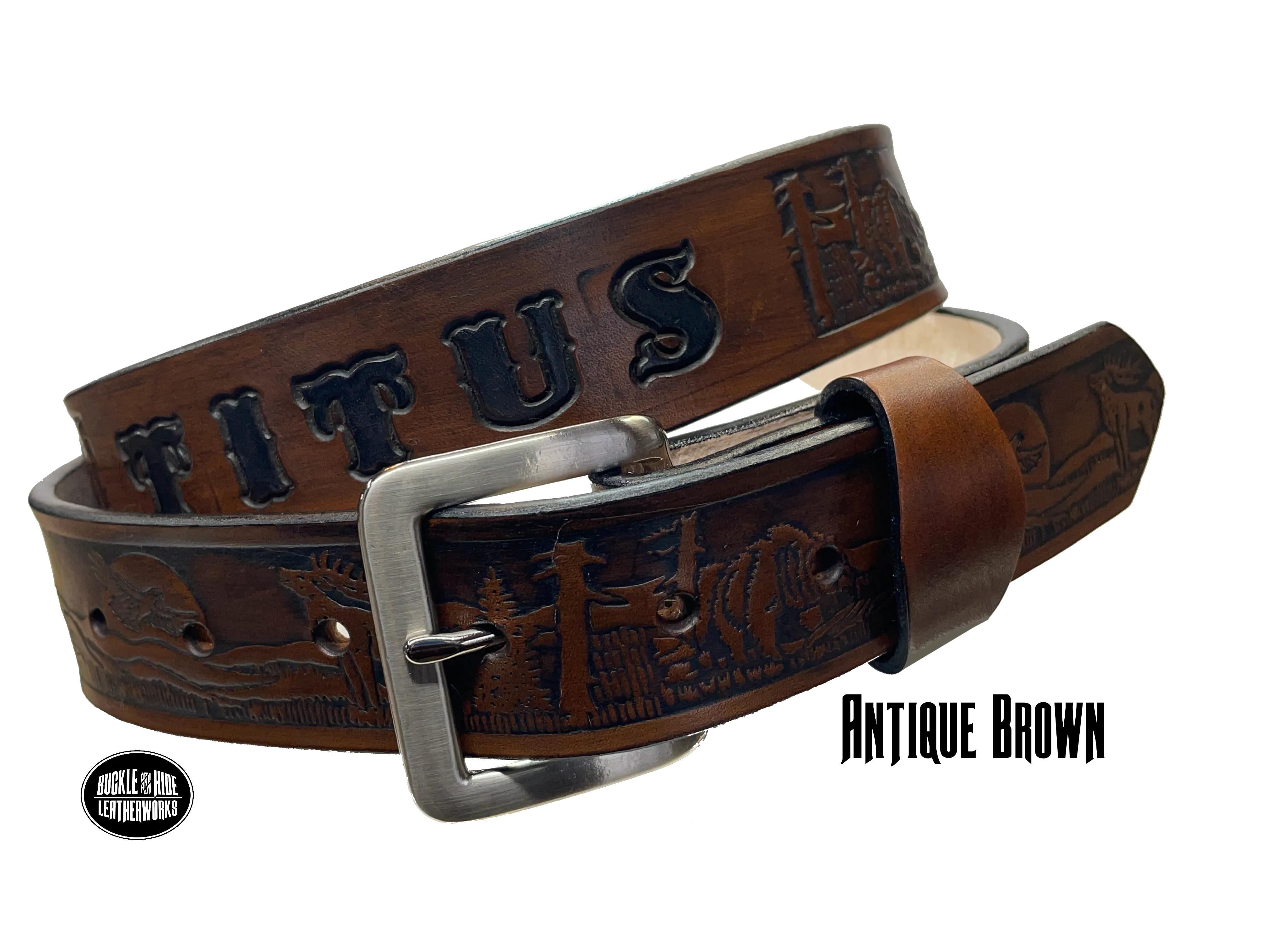 "The Rockies" Name Leather Belt