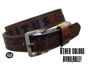"The Rockies" Name Leather Belt