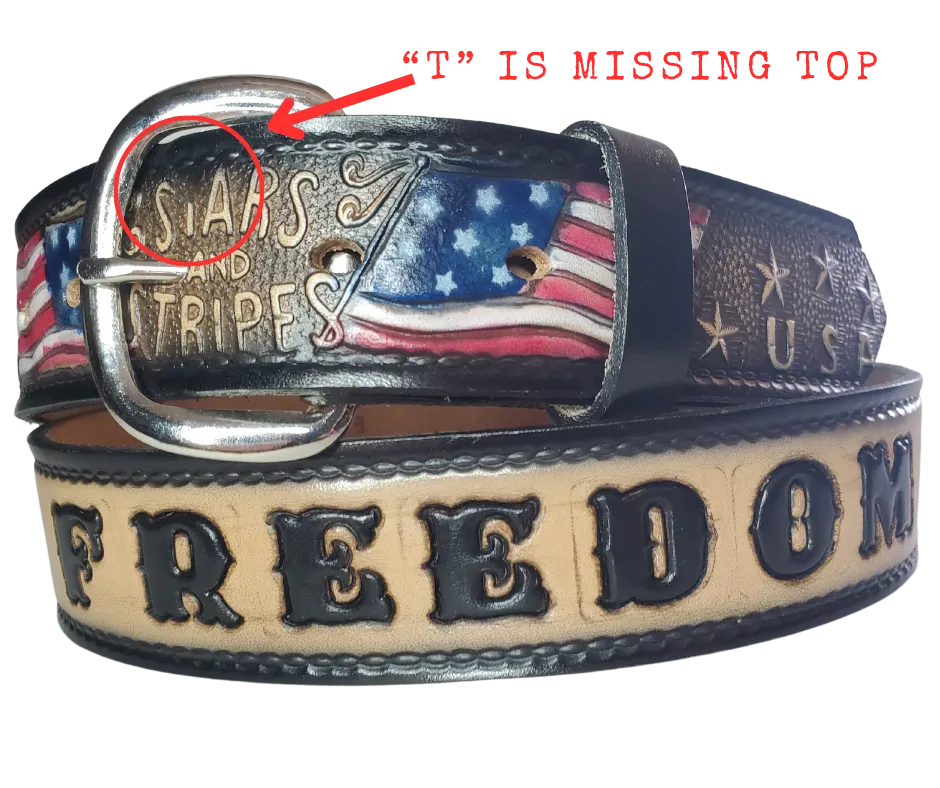 "The Stars and Stripes" NAME Leather Belt "Quick Ship"