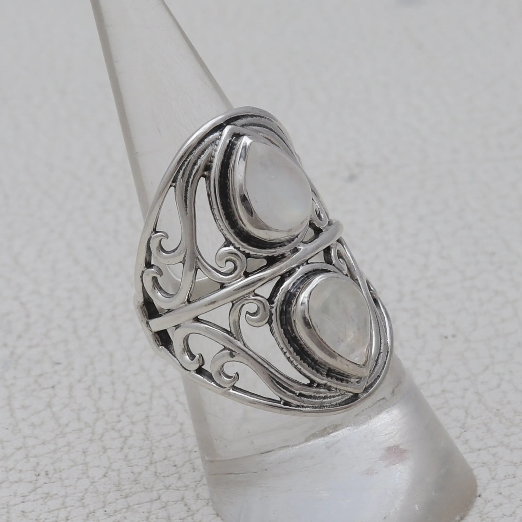 Rainbow Moonstone Designer Silver Ring