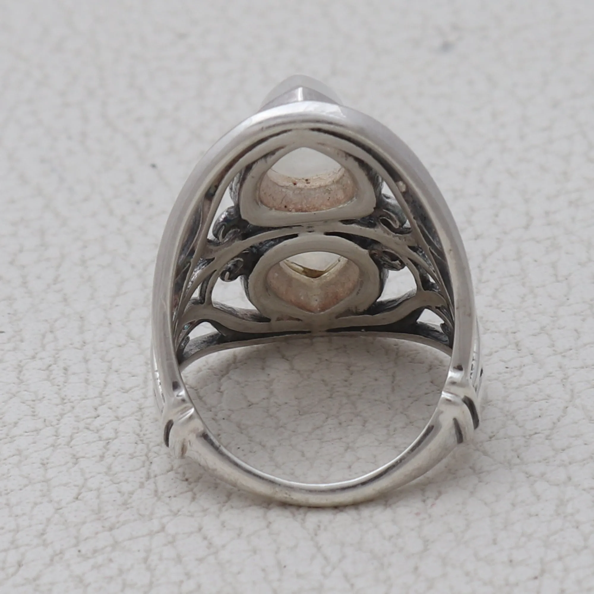 Rainbow Moonstone Designer Silver Ring