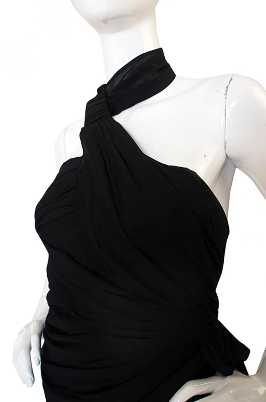 Rare 1980s Thierry Mugler One Shoulder Silk & Sheer Dress