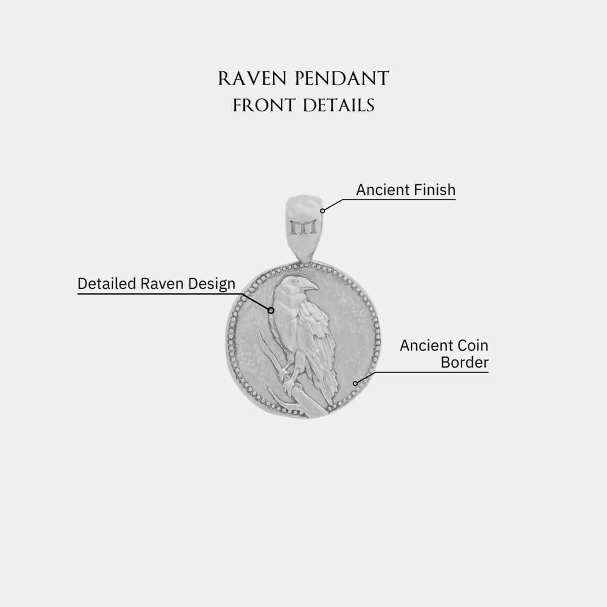Raven Pendant - White Gold