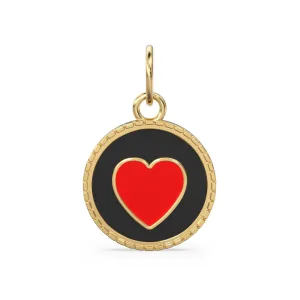 Red Heart Enamel Charm / Love 14k Solid Gold Pendant / 18k Gold Velntine Charm / Heart Gold Pendant / Mi Amor Charm