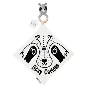 Riley the Raccoon Lovey Mini Blanket with Removable Teething Rattle Ring