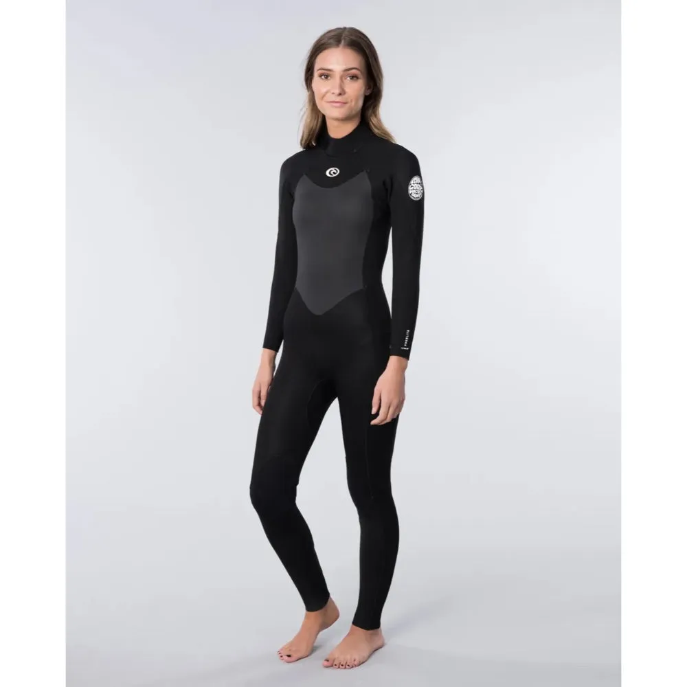 RIP CURL WMS OMEGA 4/3 BACK ZIP BLACK