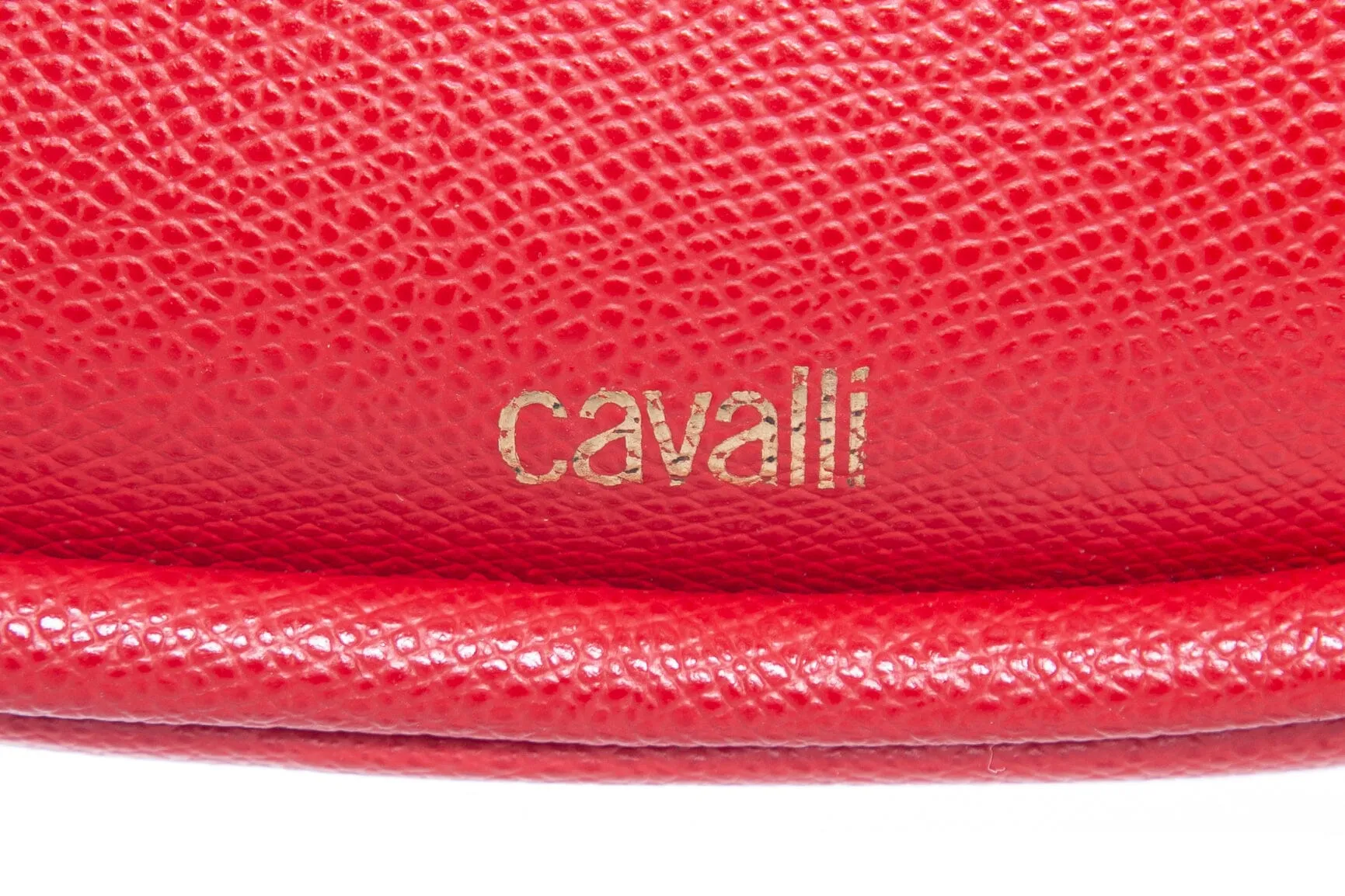 Roberto Cavalli Red Leather Tiger Tooth Handbag