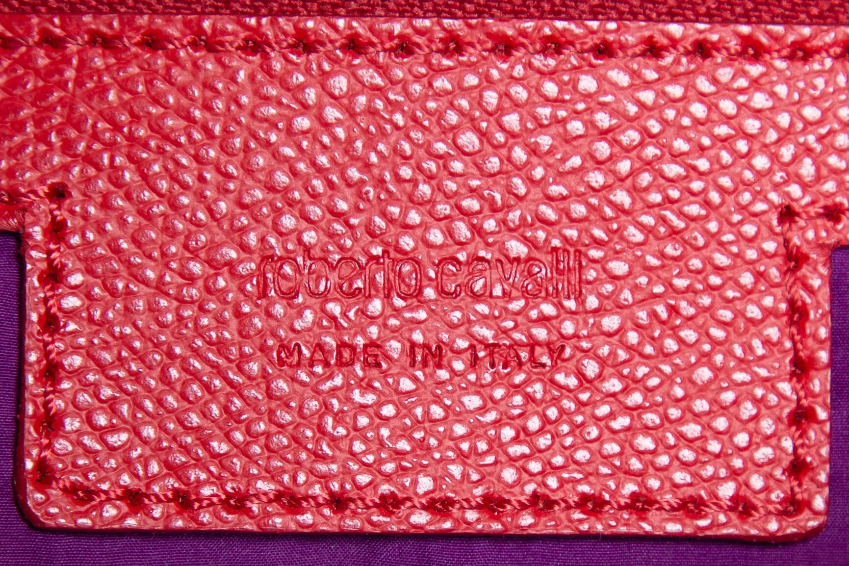 Roberto Cavalli Red Leather Tiger Tooth Handbag