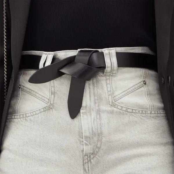 ROCKDALE - Women's Black Genuine Leather Knot Belt