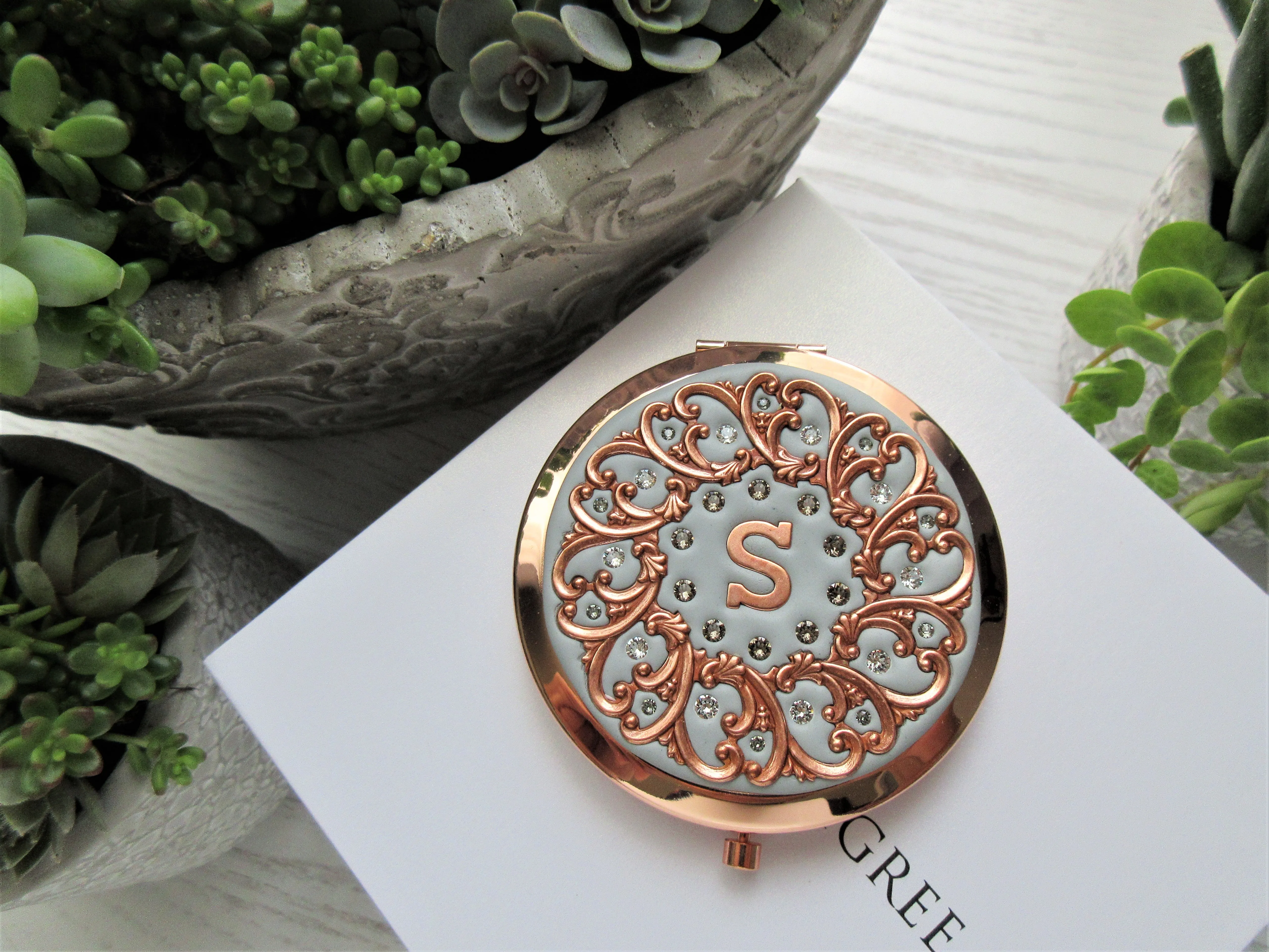 Rose Gold Personalized Compact Mirror