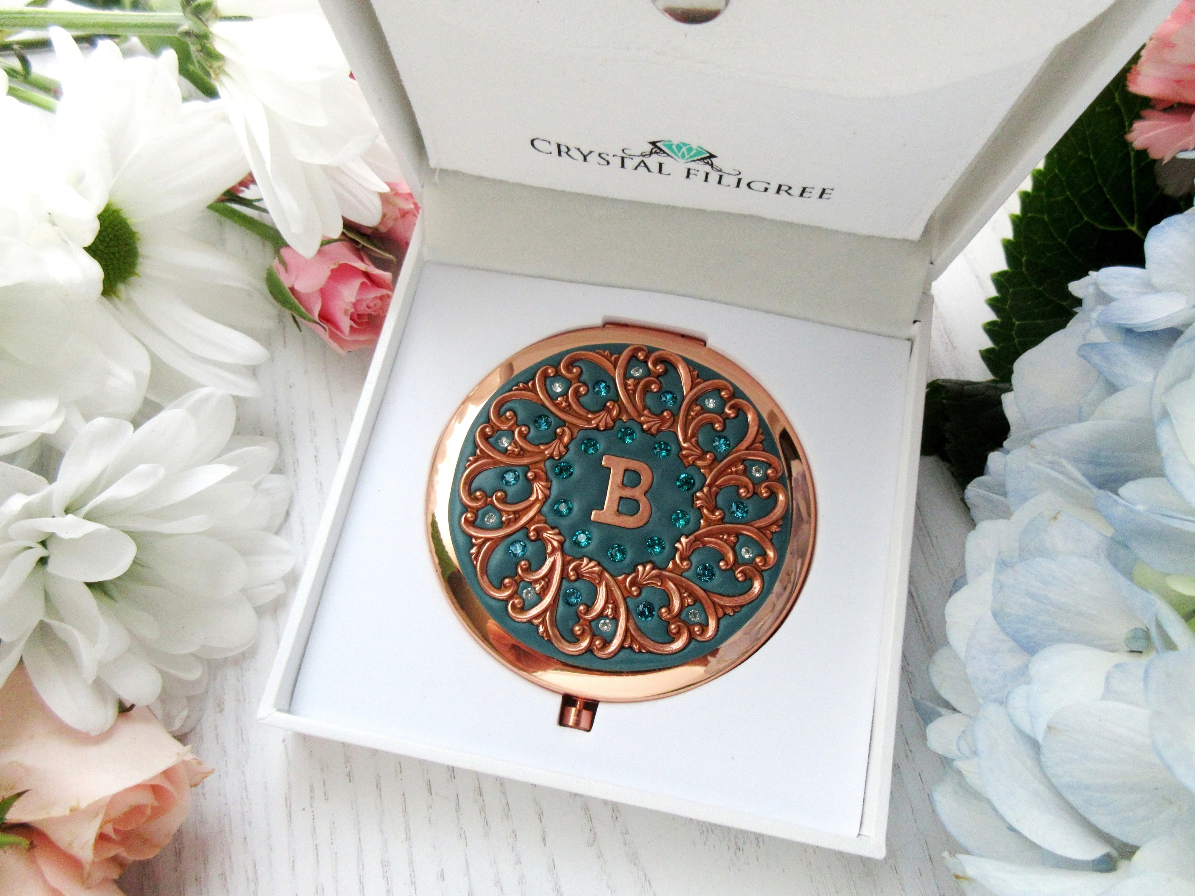 Rose Gold Personalized Compact Mirror