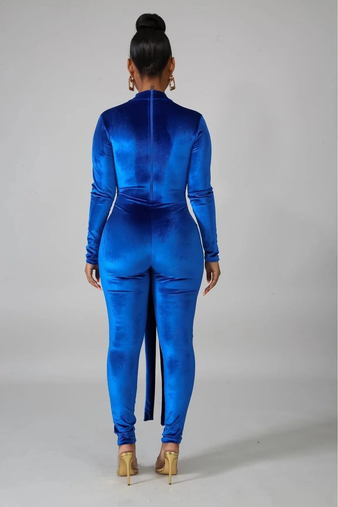 Royal Blue Velvet Shine Jumpsuit
