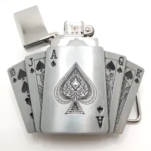 Royal Flush Poker Cards Belt Buckle WITH LIGHTER / Cards Lighter Belt Buckle