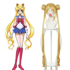 Sailor Moon Bunny Anime Character Cosplay Wig Heat Resistant Synthetic Hair Carnival Halloween Party Props