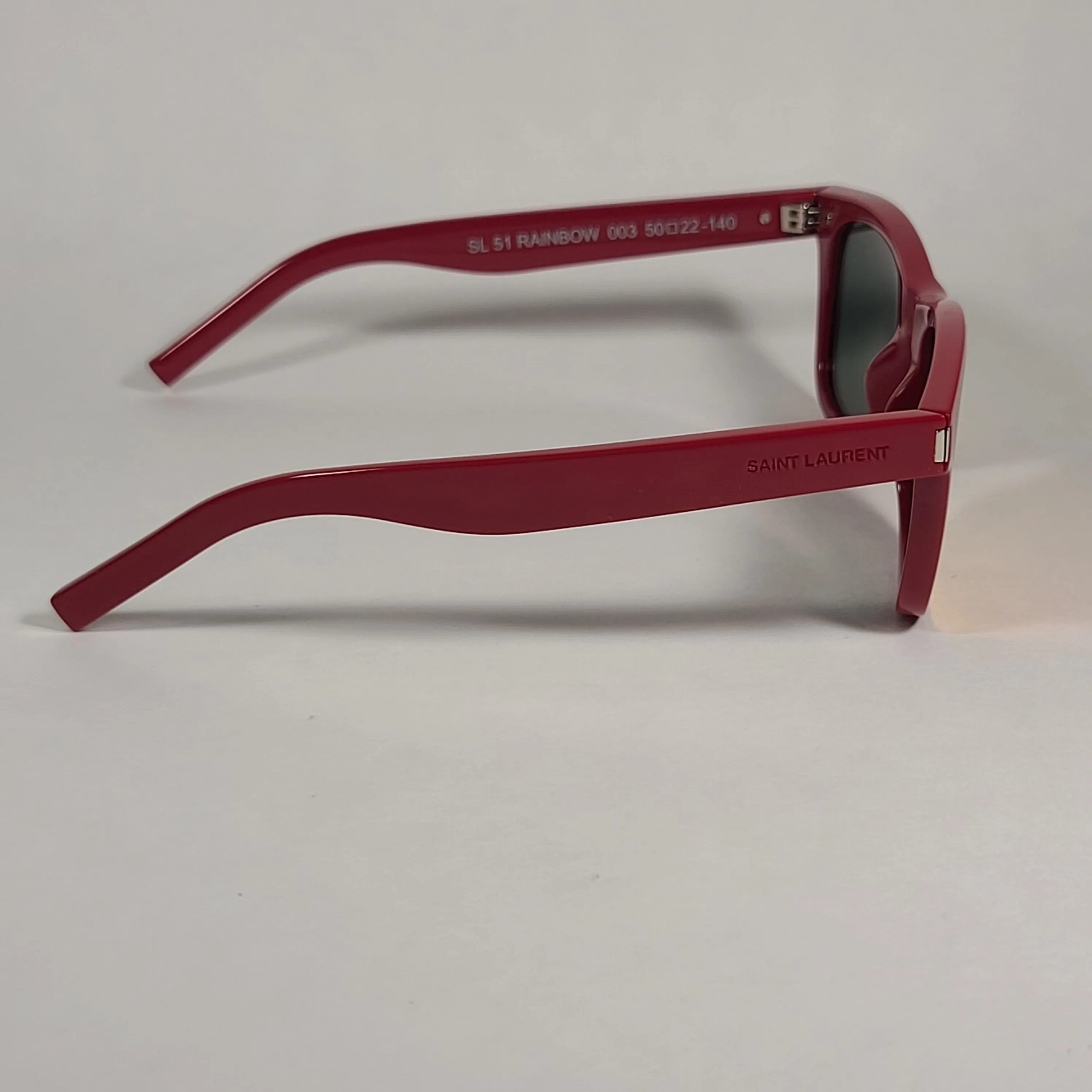 Saint Laurent Square Sunglasses Red Frame Orange Mirror Flash Lens SL51 RAINBOW 003