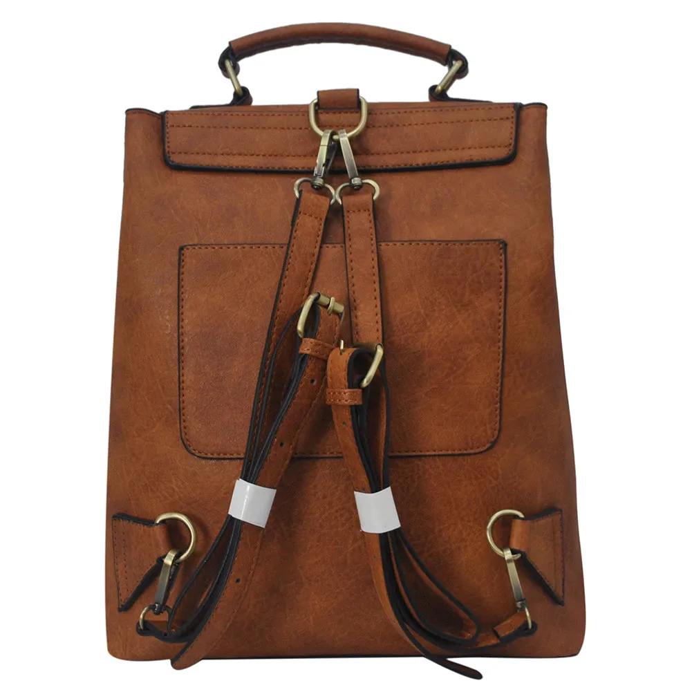 !SALE! Light Brown Faux Leather NGIL Utility Backpack