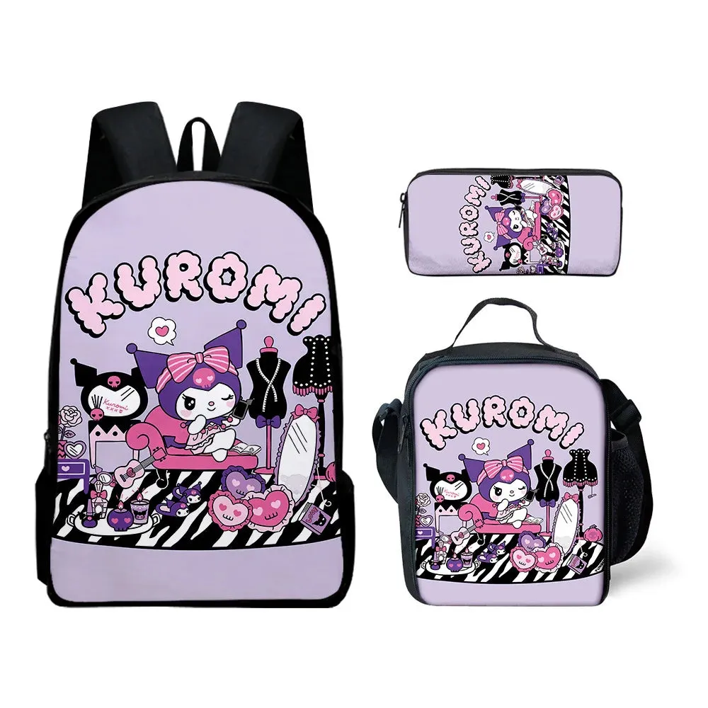Sanrio Kuromi's Ultimate Style Trio: Backpack, Shoulder Bag & Pencil Case Bundle