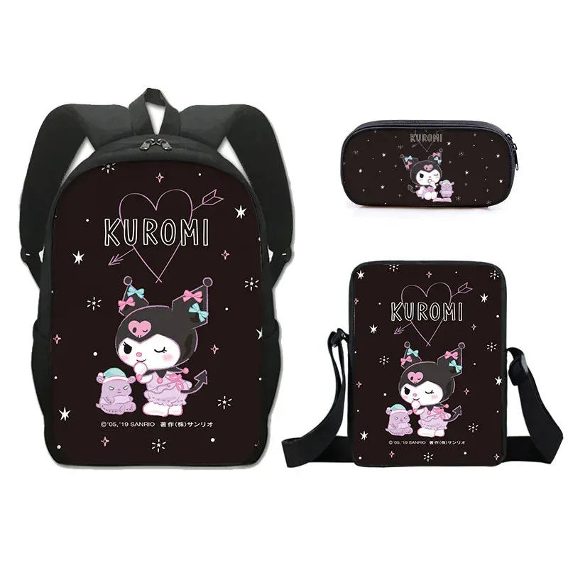Sanrio Kuromi's Ultimate Style Trio: Backpack, Shoulder Bag & Pencil Case Bundle