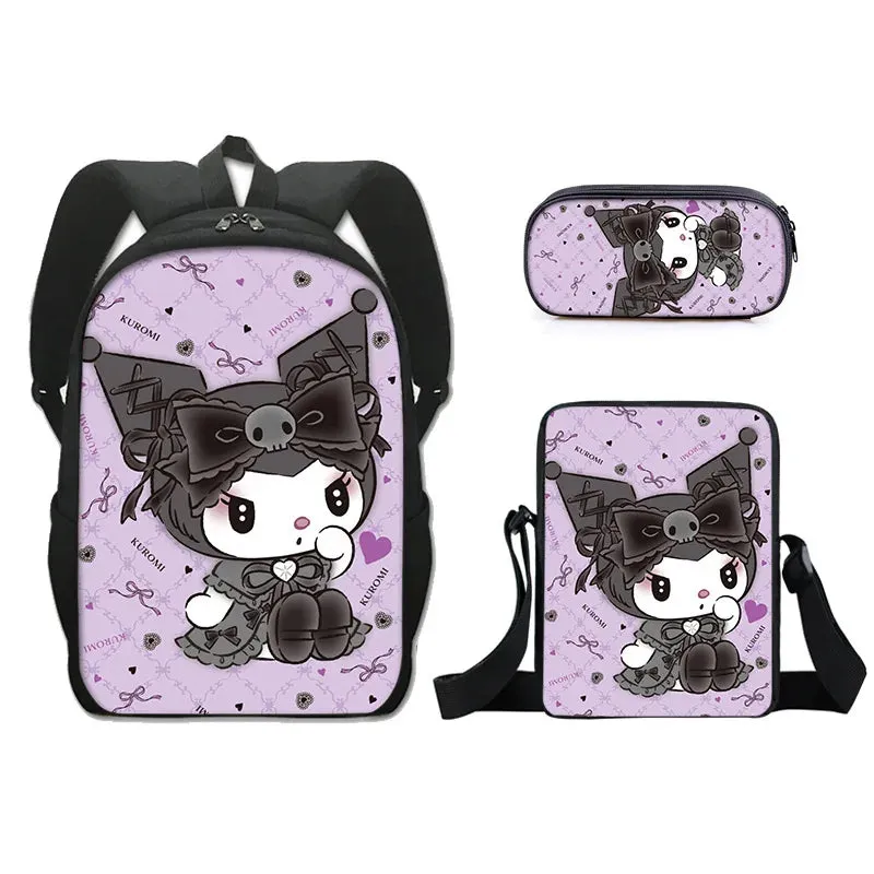 Sanrio Kuromi's Ultimate Style Trio: Backpack, Shoulder Bag & Pencil Case Bundle