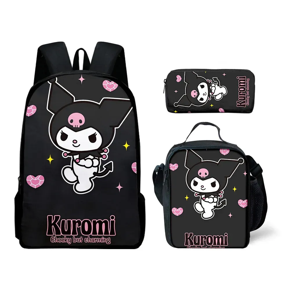 Sanrio Kuromi's Ultimate Style Trio: Backpack, Shoulder Bag & Pencil Case Bundle