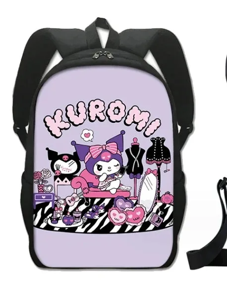 Sanrio Kuromi's Ultimate Style Trio: Backpack, Shoulder Bag & Pencil Case Bundle