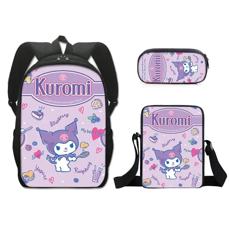 Sanrio Kuromi's Ultimate Style Trio: Backpack, Shoulder Bag & Pencil Case Bundle