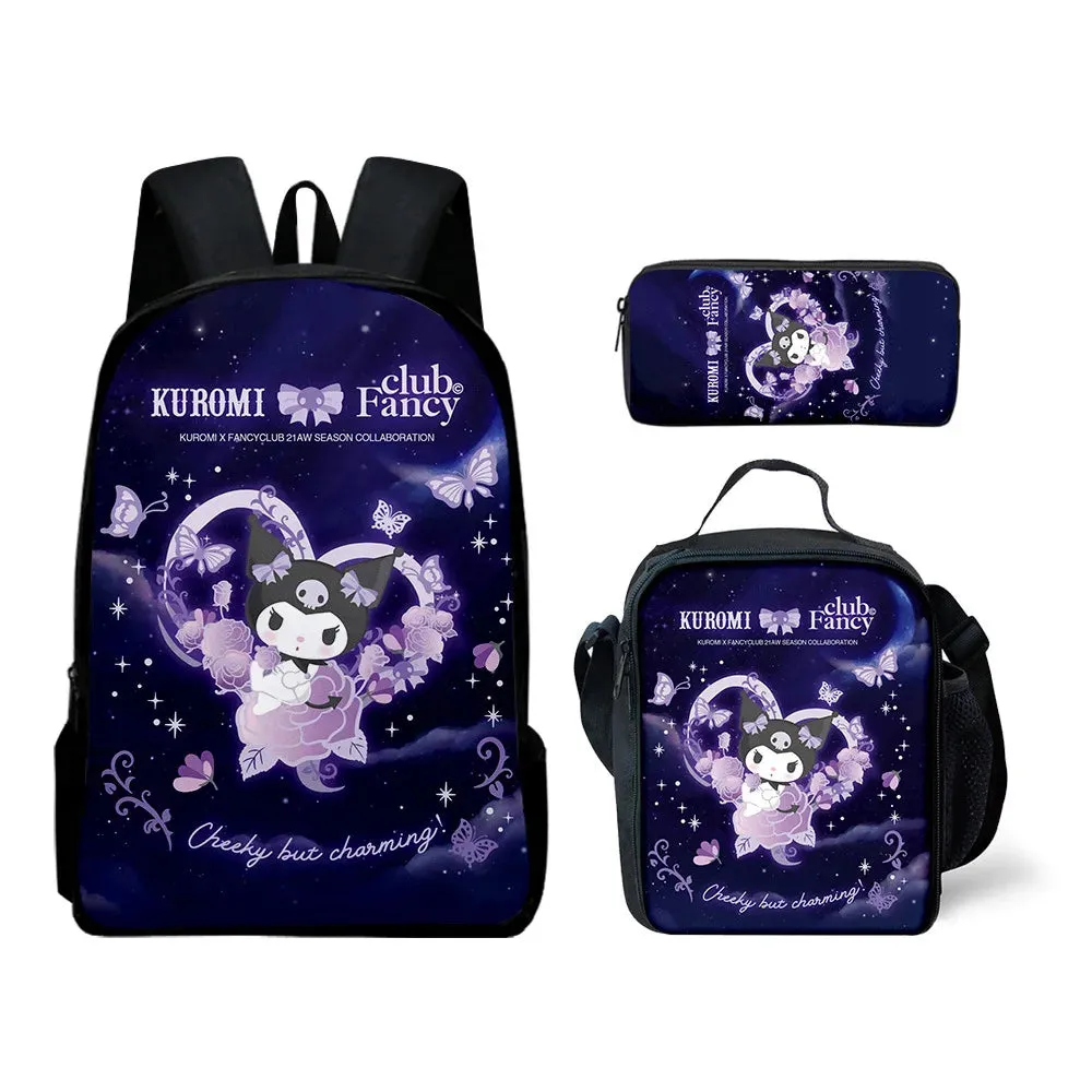 Sanrio Kuromi's Ultimate Style Trio: Backpack, Shoulder Bag & Pencil Case Bundle
