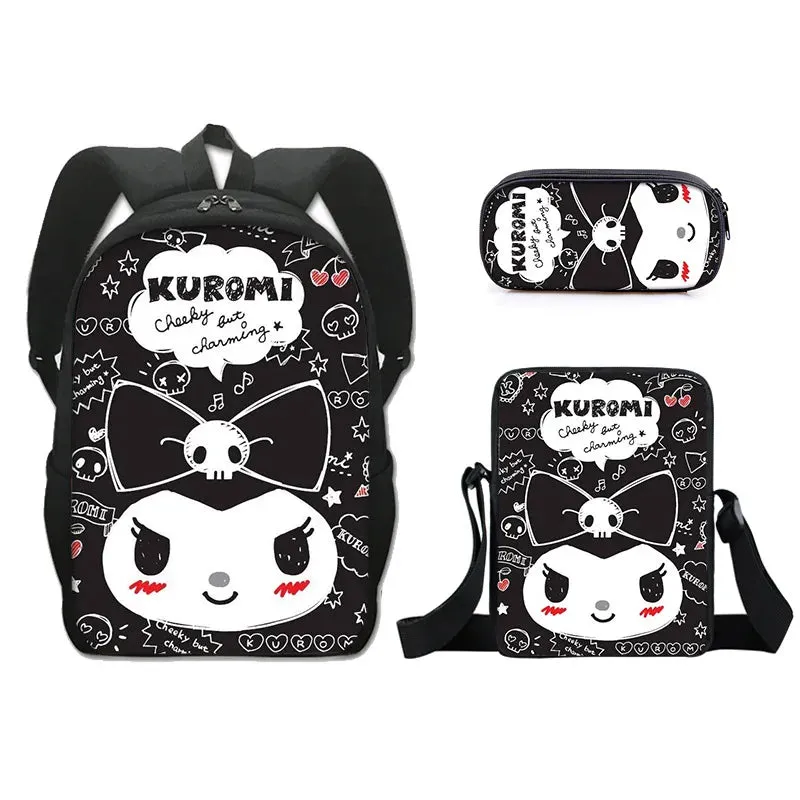 Sanrio Kuromi's Ultimate Style Trio: Backpack, Shoulder Bag & Pencil Case Bundle