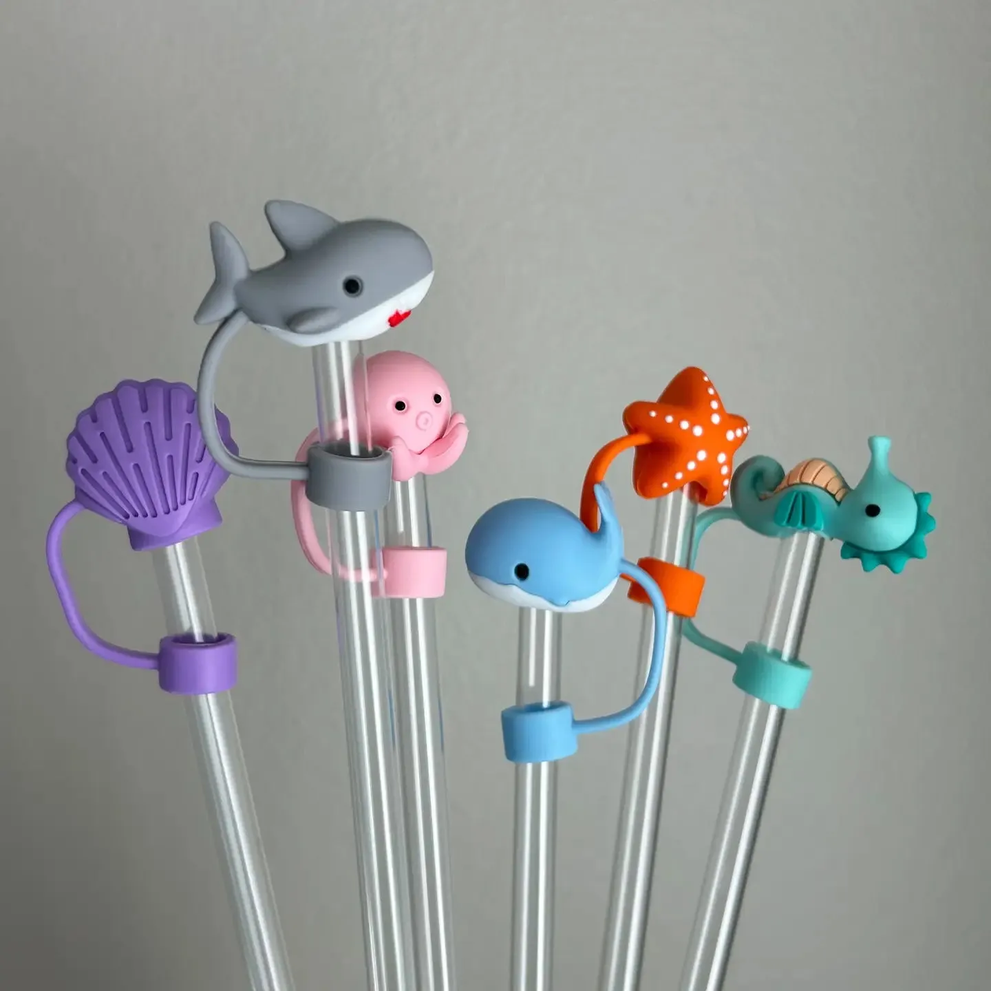 Sea Creature Animal Straw Toppers – Set of 6