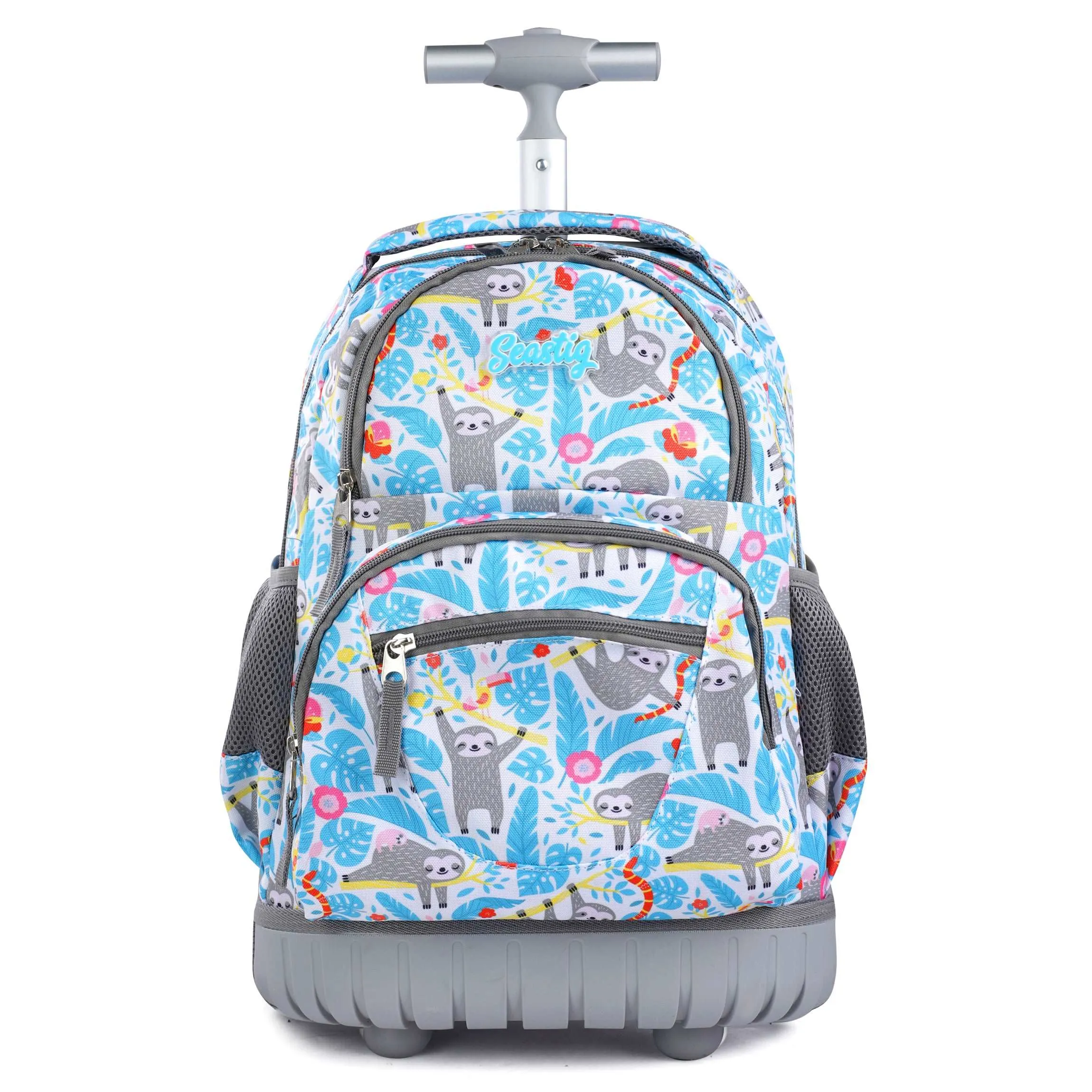 seastig 16 inch Blue Sloth Rolling Backpack for Kids
