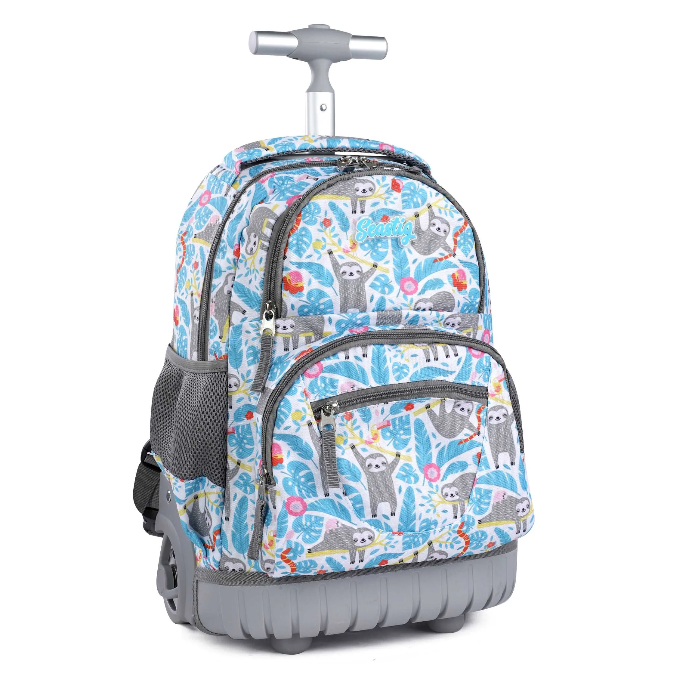 seastig 16 inch Blue Sloth Rolling Backpack for Kids