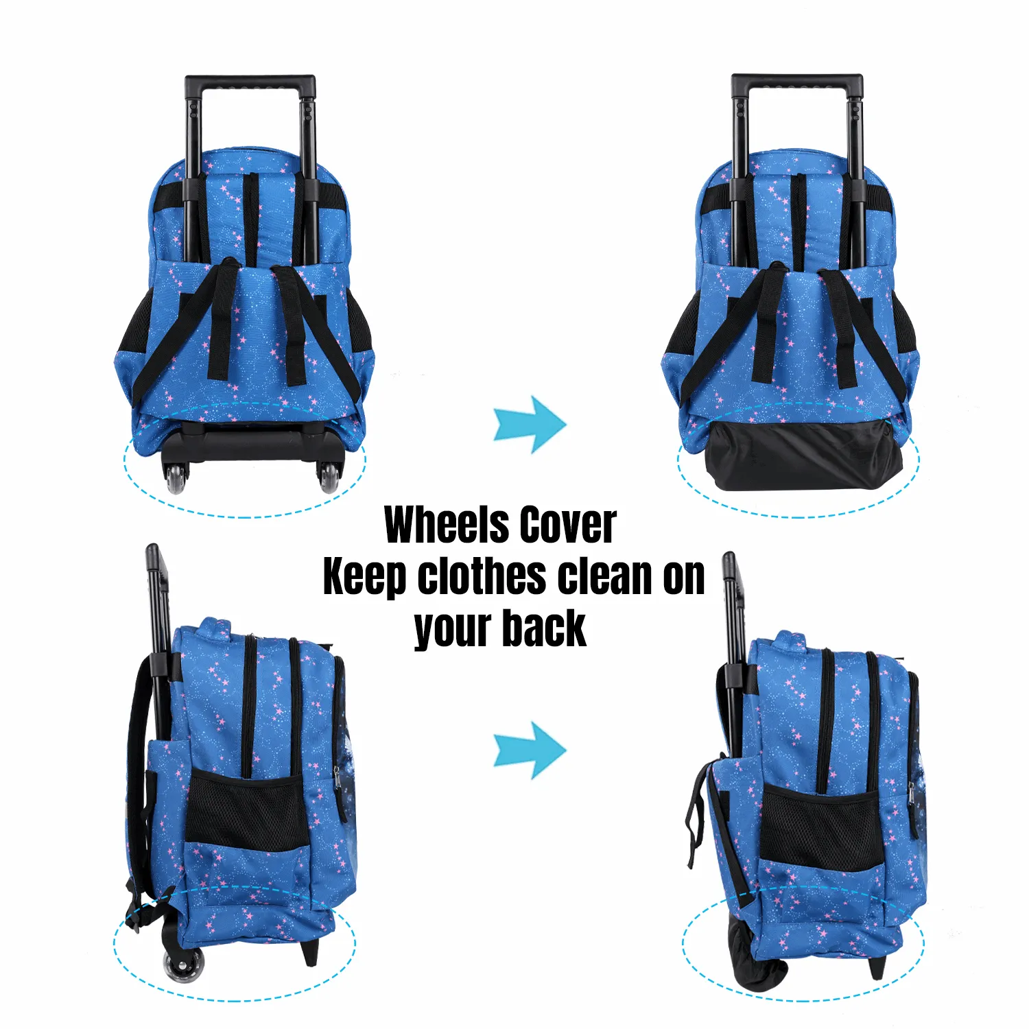 Seastig Blue Horse 18 inch Double Handle Rolling Backpack