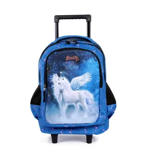 Seastig Blue Horse 18 inch Double Handle Rolling Backpack