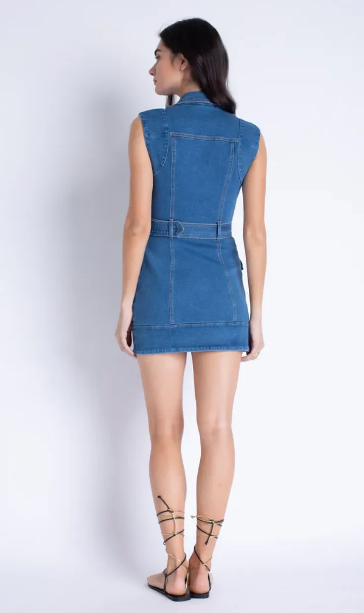 Selena Denim Mini Dress Ocean Blue