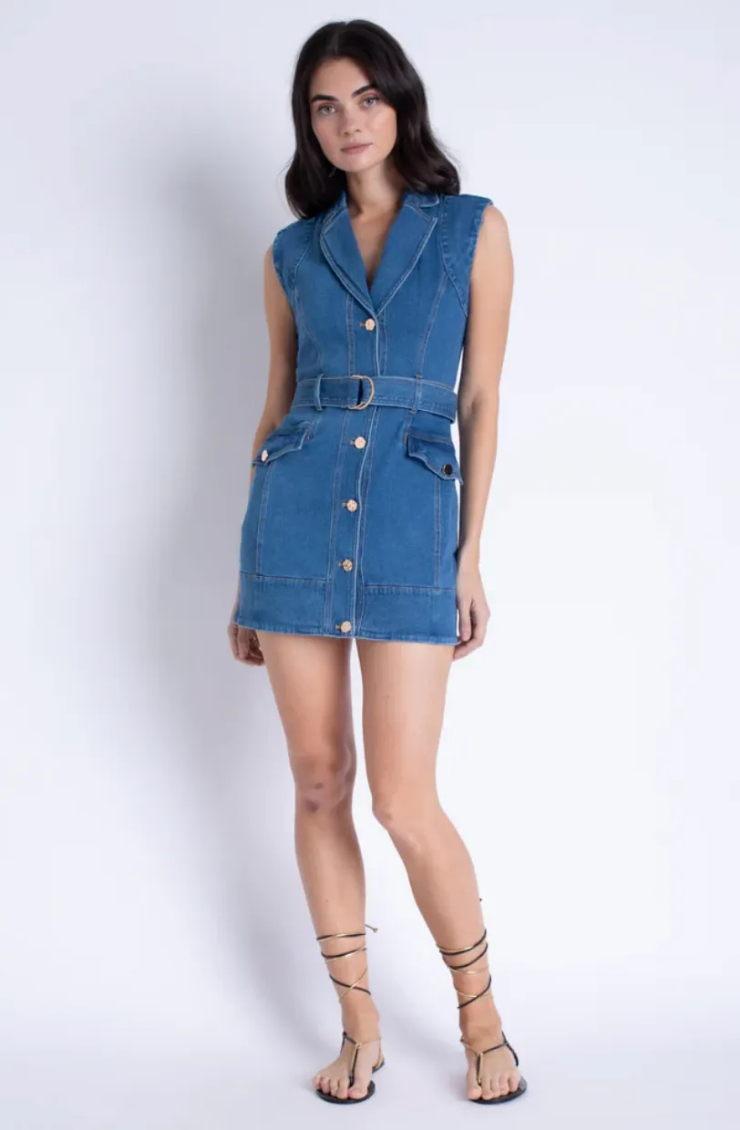 Selena Denim Mini Dress Ocean Blue
