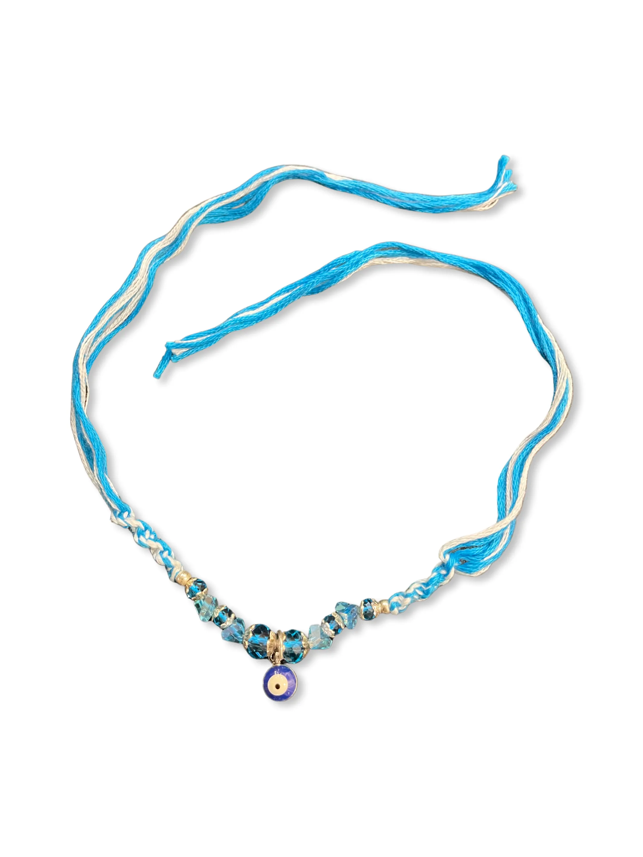 (Set of 3) Navy Blue Evil Eye Rakhi for Men Blue Bead Multicolor Thread Rakhi