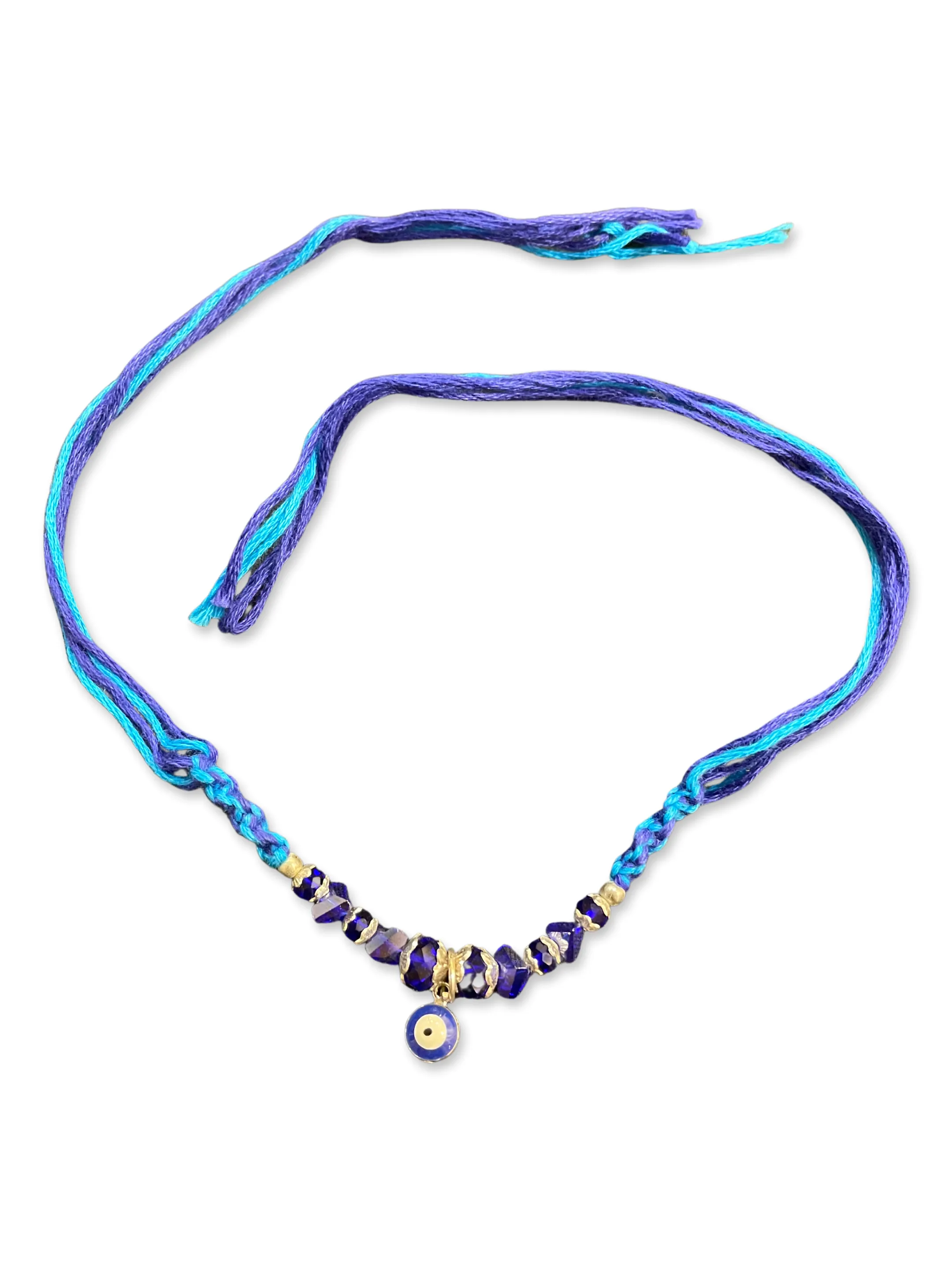 (Set of 3)Navy Blue Evil Eye Rakhi for Men Silver Blue Beads Rakhi